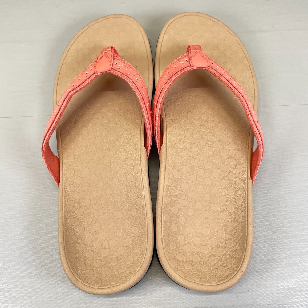 Vionic Casandra Thong Sandals Womens Size 11 Pink Leather Orthotic Comfort Shoes - Picture 9 of 10